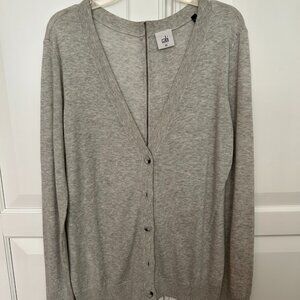 CABI Women's Cobblestone Gray Cardigan with Back Zip detail
